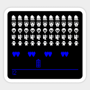 Time and Space Invaders Sticker